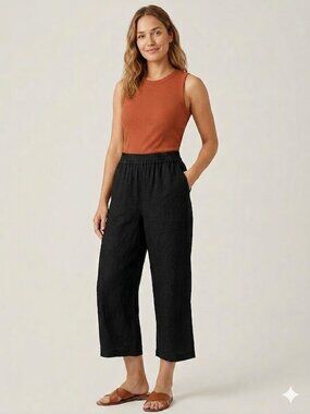 Cynthia Rowley 100% Linen Wide Leg Cropped Pants M